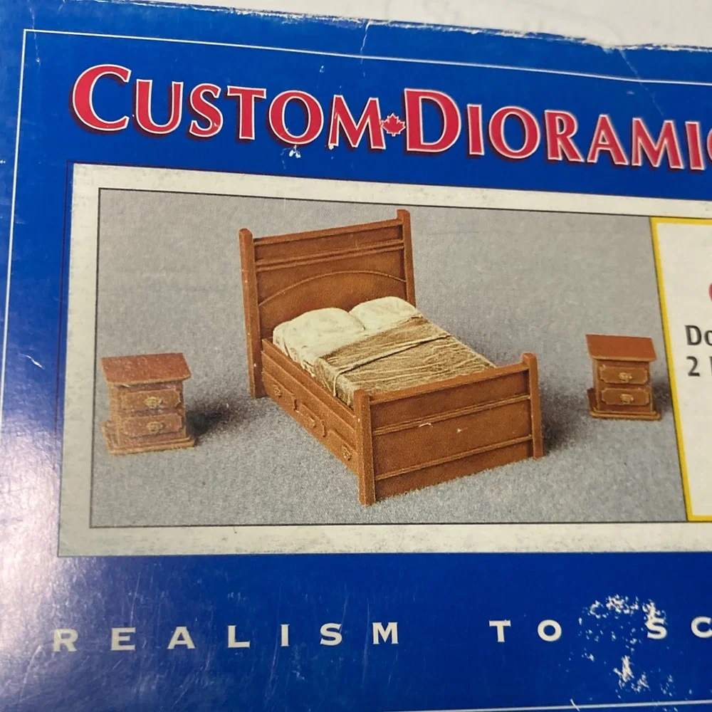 Custom Dioramics kit # CD-333, double bed and 2 night tables, 1/35 scale, sealed